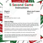 Christmas 5 Second Game, Christmas Party Games 72 Cards and 5 Second Hourglass F