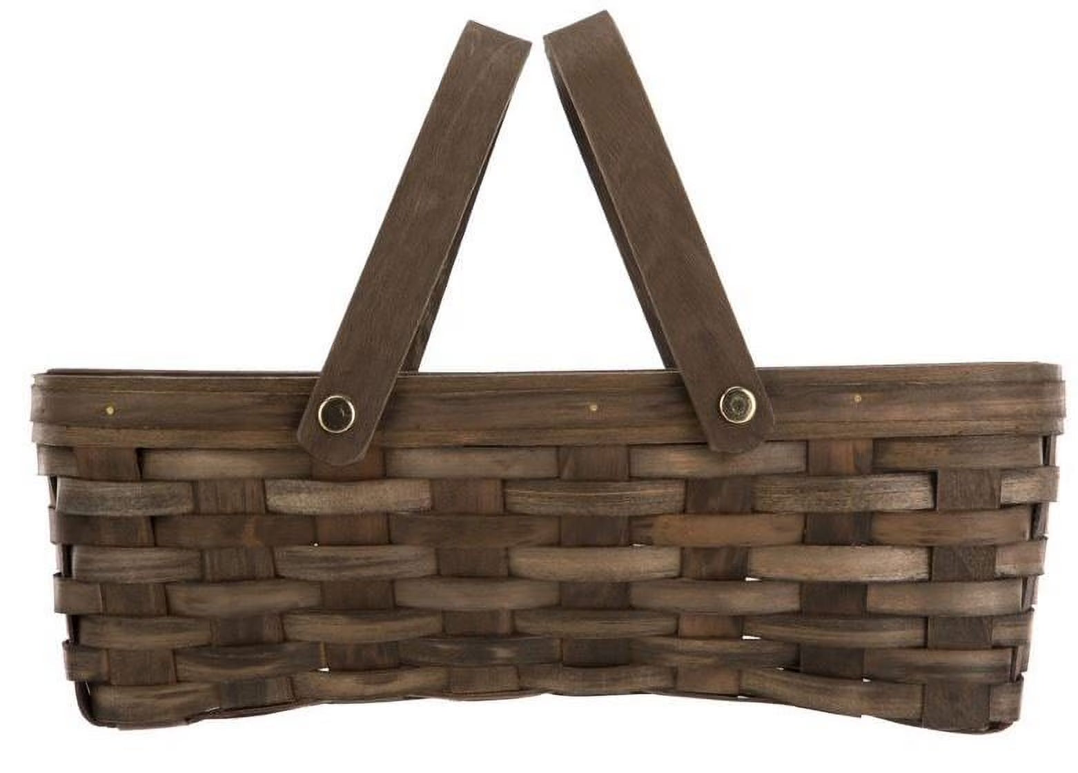 Woodchip Storage Basket with Handles, Dark Brown, 6.5"W X 12"L X 3.94"H