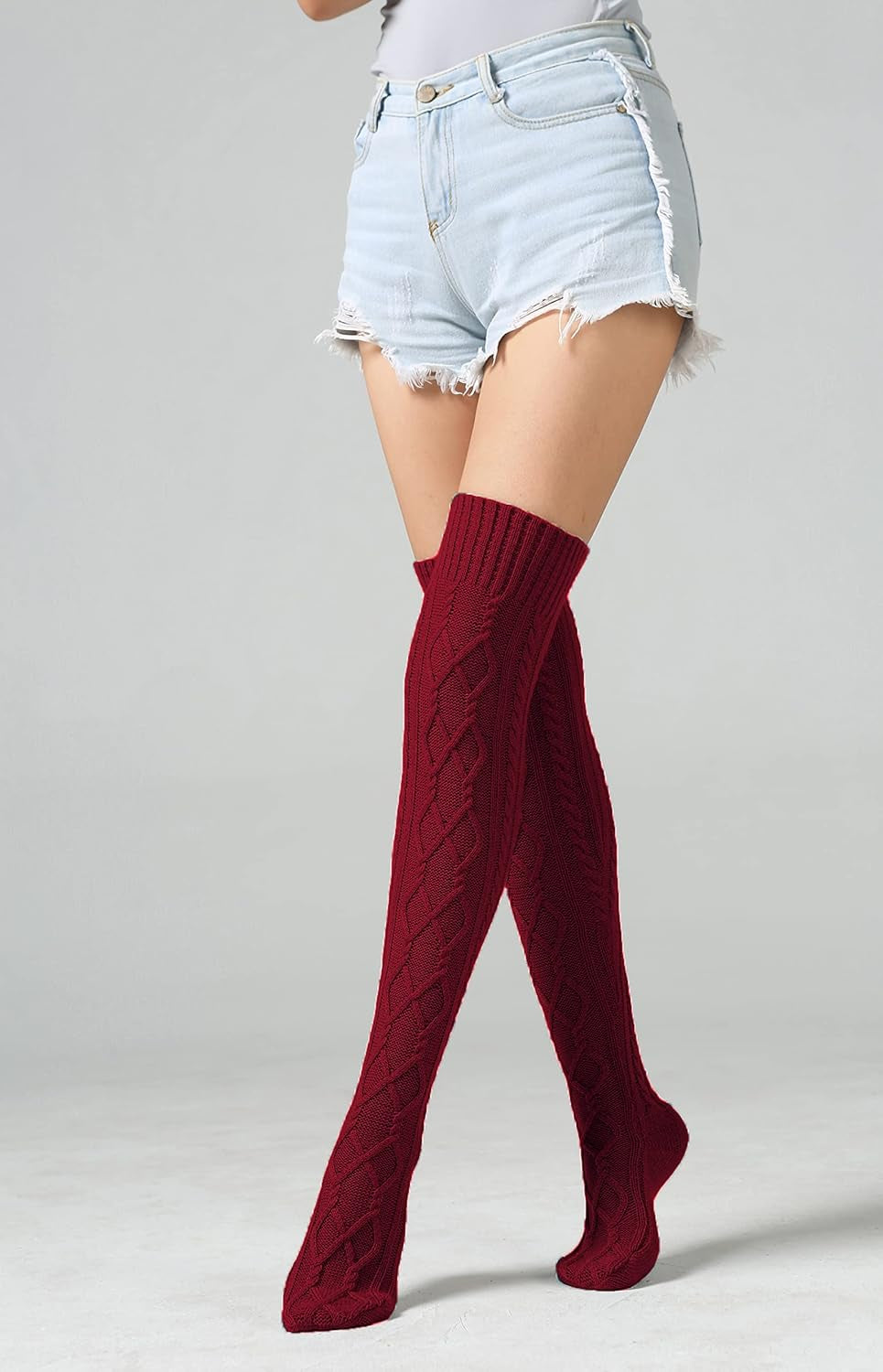 Women'S Cable Knit Thigh High Boot Socks Extra Long Winter Stockings Leg Warmers