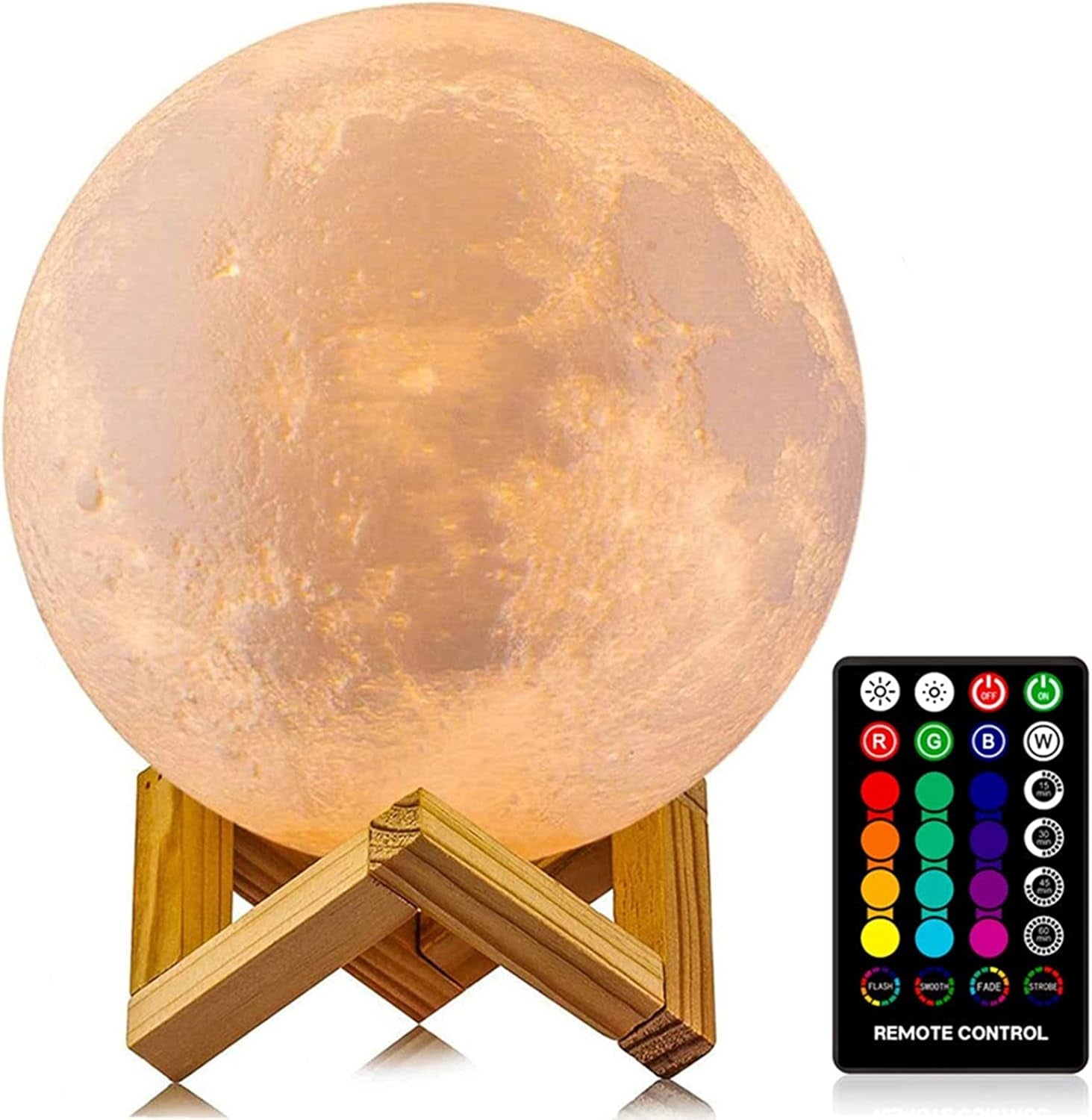 Moon Lamp, 16 Colors LED Night Light for Kids 3D Printing Moon Light with Stand& Remote/Touch Control & Timing, Moon Light Lamp for Kid Friend Birthday Gifts, Room Decor (Diameter 4.8 INCH)