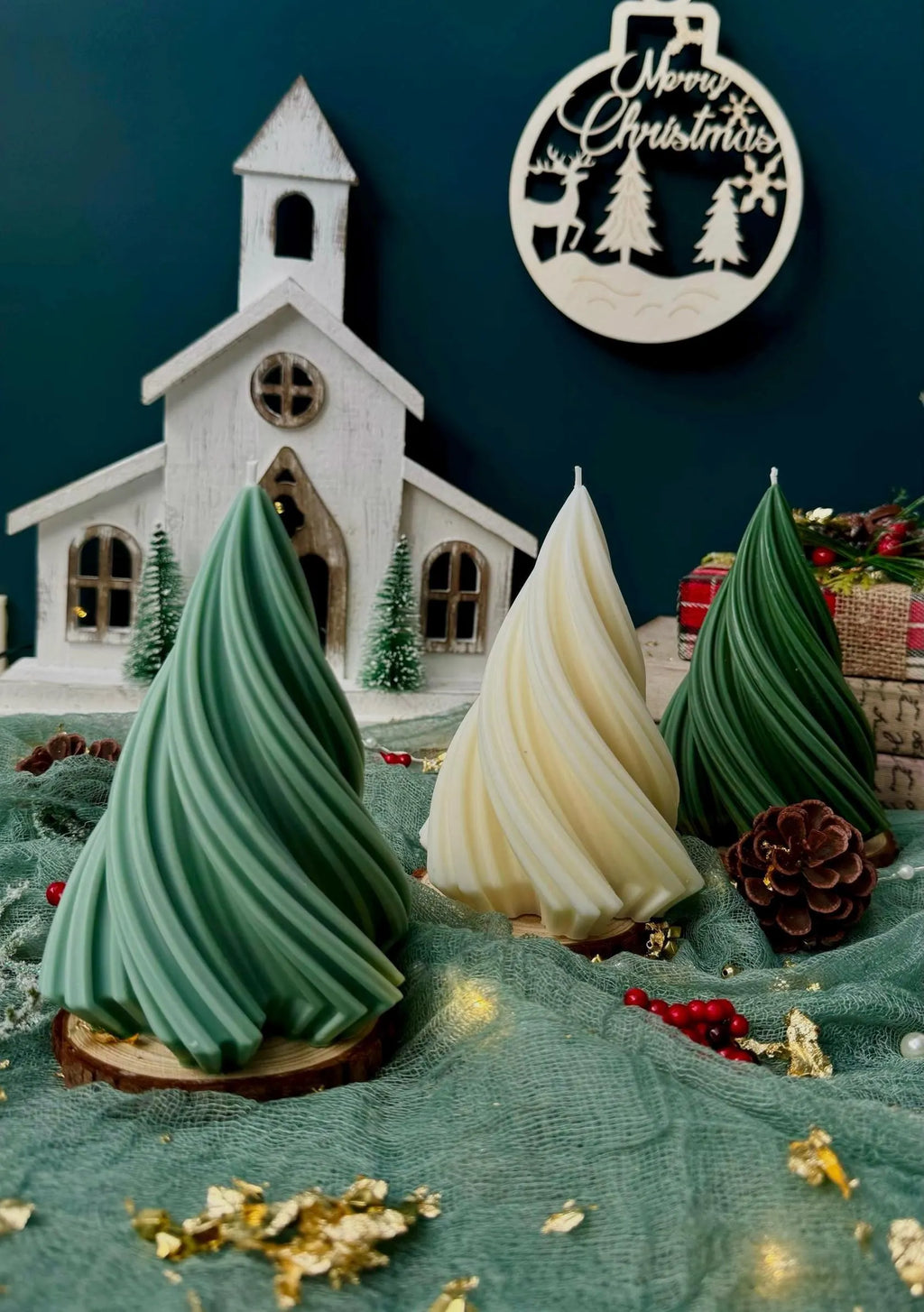 Christmas Tree Candle in Variety of Shapes: Holiday Scented Soy Candle / Xmas Decor