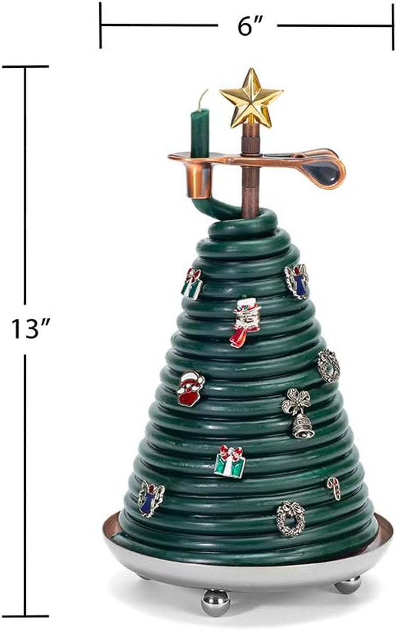 80-Hour Christmas Tree Candle with 14 Charms, Eco-Friendly Natural Beeswax with Cotton Wick