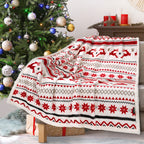 Christmas Blanket Holiday Theme Print Warm Sherpa Fleece Throw Sofa Couch Bed