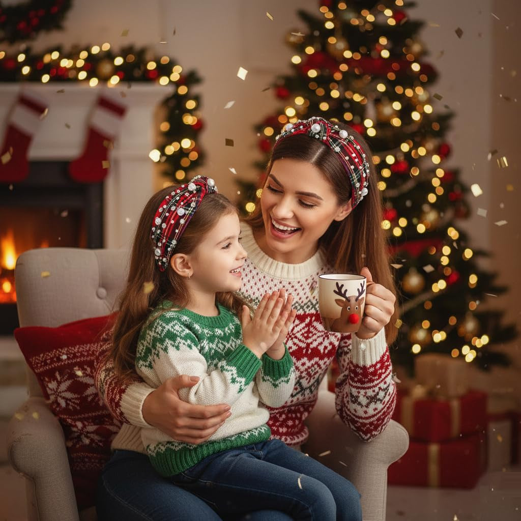 Christmas Headbands for Women Plaid Headband Knotted, Fashion Holiday Women Headbands for Hair Christmas Outfits Hair Accessories