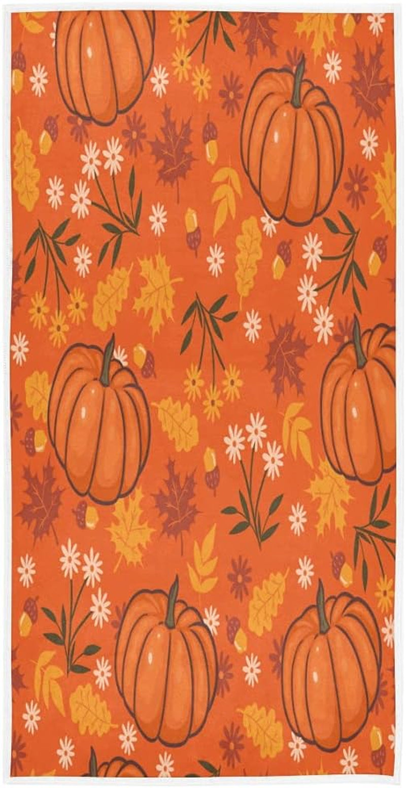 Pumpkin Maple Fall Hand Towels Bath Autumn Decor Ultra Soft Face Towels for Bathroom 30"X15"
