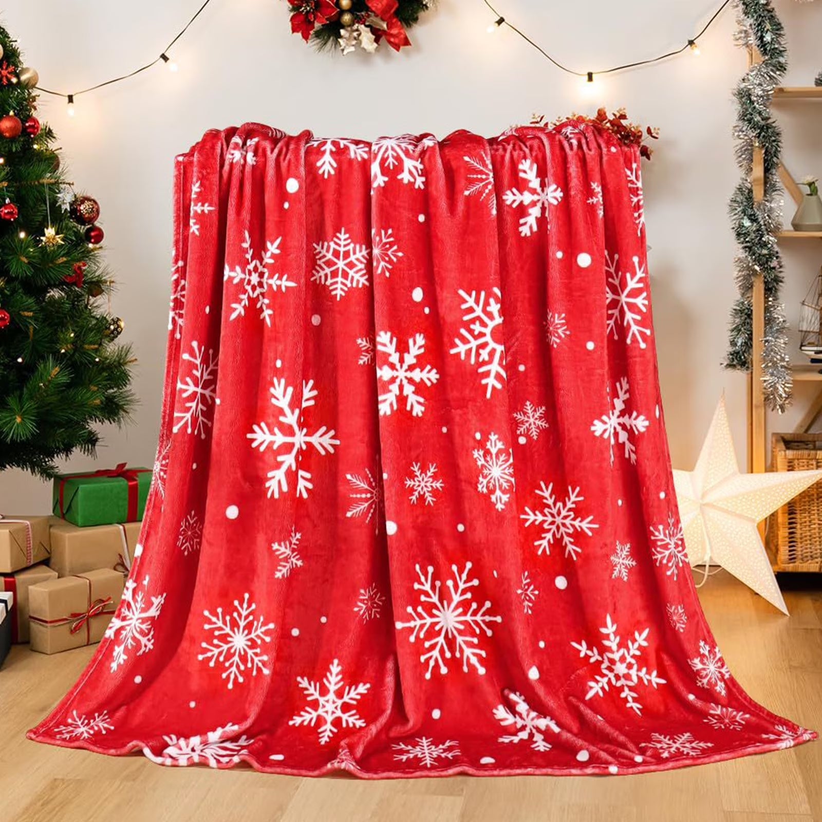 Breathable Throw Blankets Microfiber Soft Warm Christmas Throw Blanket Gifts for Women Girls Mom 40X50 Inches Snowflakes