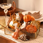 40Ct Shatterproof Fall Ornaments Orange Hanging Harvest Decor Thanksgiving Decorations with Hedgehogs Flowers for Harvest Holiday Party Gift