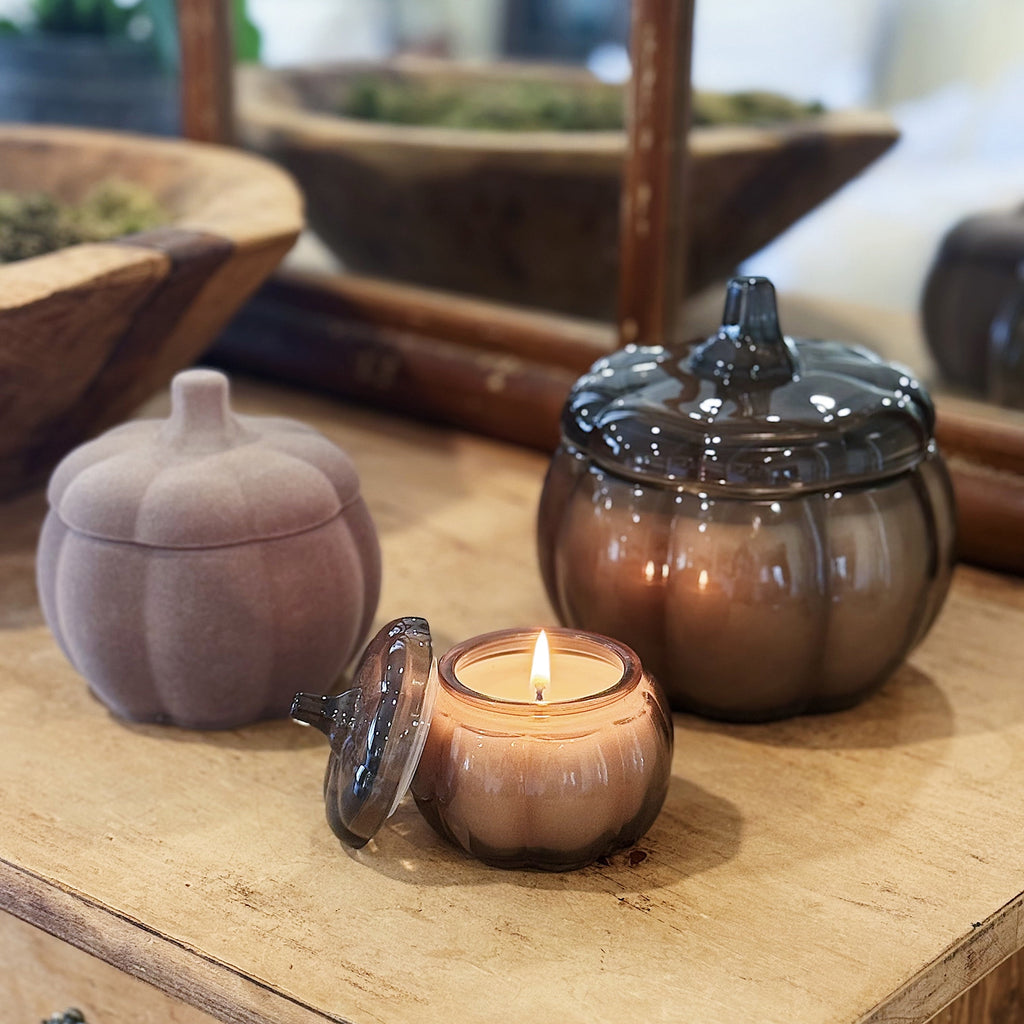 Pumpkin Snickerdoodle Swirl Scented 2-Wick 10Oz (284.3 G) Medium Flocked Pumpkin Jar Candle