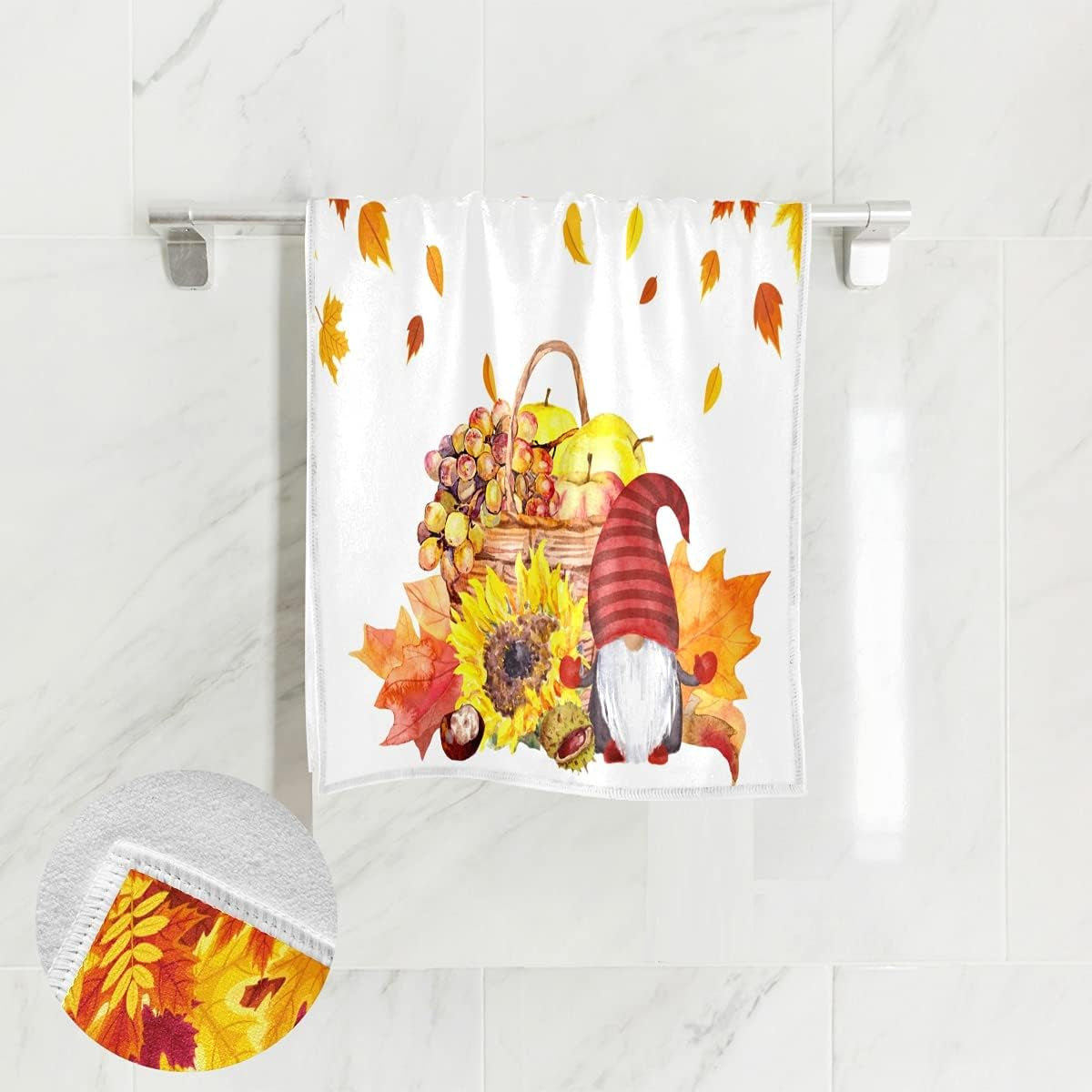 Autumn Pumpkin Towel Gnomes Farmhouse Hand Towels Bath Fall Decor Ultra Soft Face Towels for Bathroom 30"X15"