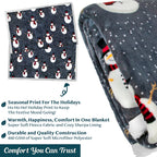 Christmas Blanket Holiday Theme Print Warm Sherpa Fleece Throw Sofa Couch Bed