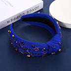 Hanukkah Headband for Women Cute Star Menorah Knotted Headband Blue Embellished Crystal Rhinestone Headbands Hanukkah Hair Accessories Holiday Jewelry Party Gifts (Style D)