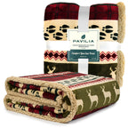 Christmas Blanket Holiday Theme Print Warm Sherpa Fleece Throw Sofa Couch Bed