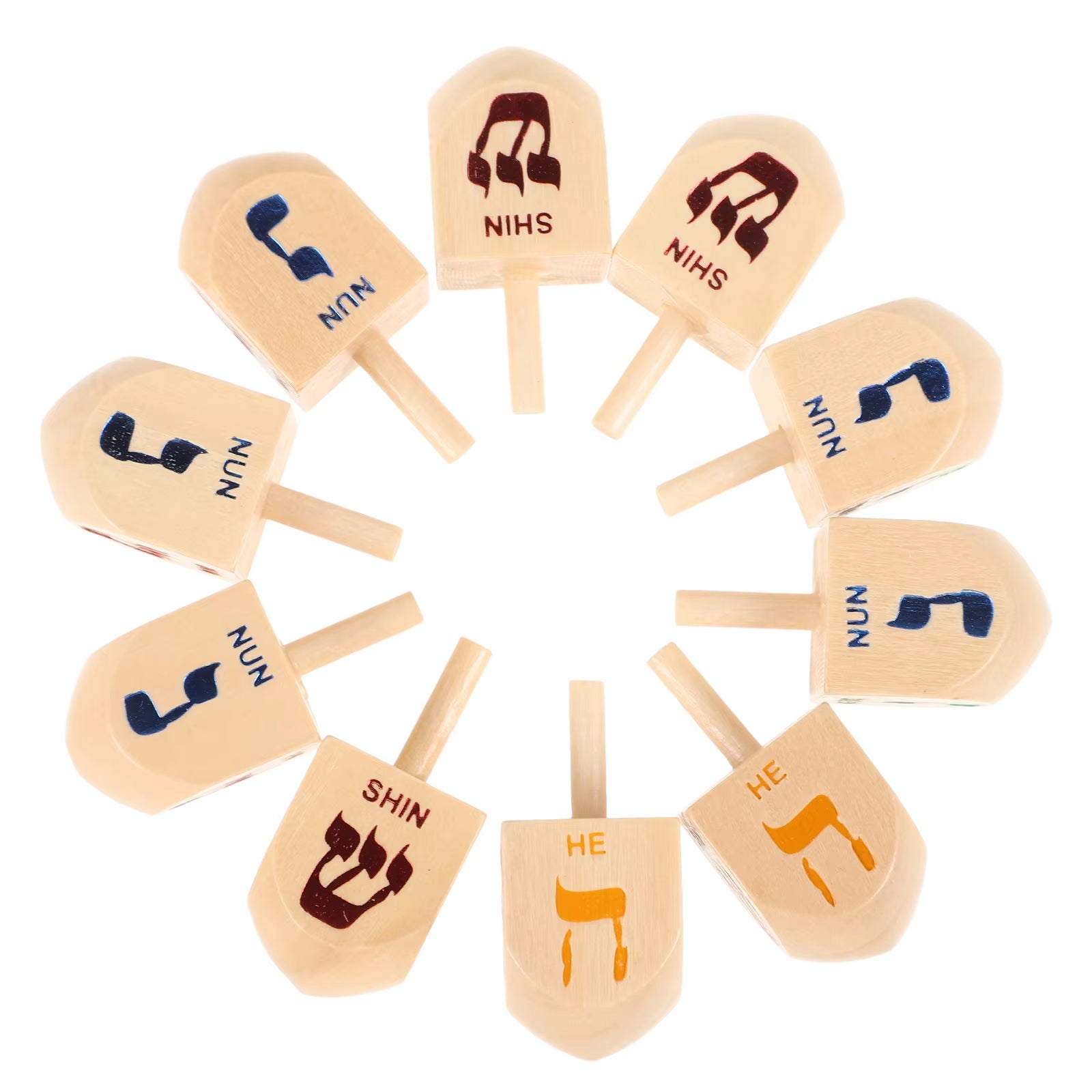 Wooden Spinning Dreidel (10pcs)