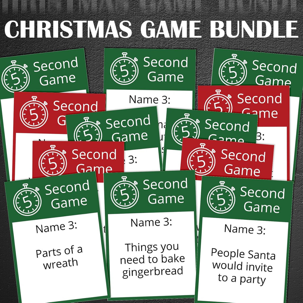 Christmas 5 Second Game, Christmas Party Games 72 Cards and 5 Second Hourglass F