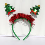 Christmas Tree Headbands Happy Christmas Hairbands Green Glitter Hair Hoop Bow Red Ribbon Design Xmas Hair Band Festival Headwear Hair Accessories for Christmas Party