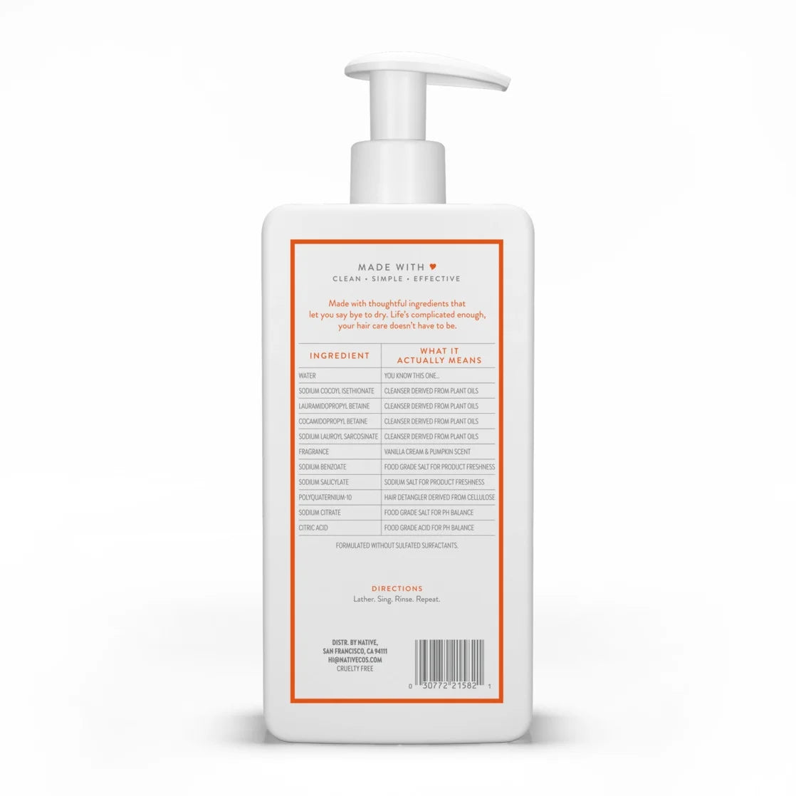 Limited Edition Moisturizing Shampoo, Vanilla Cream and Pumpkin, for Women and Men 16.5 Oz