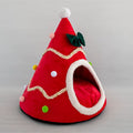 Christmas Tree Shape Cat Nest Semi-Enclosed Cat Beds Plush Warm Cat House Pet Tent House for Puppy Small Dog Bed