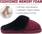 Womens Fluff Dual Memory Foam Slippers Ladies Cozy Arch Support Warm Scuff Slippers Slip on Comfy Winter House Shoes with Non-Slip Indoor Outdoor Hard Sole