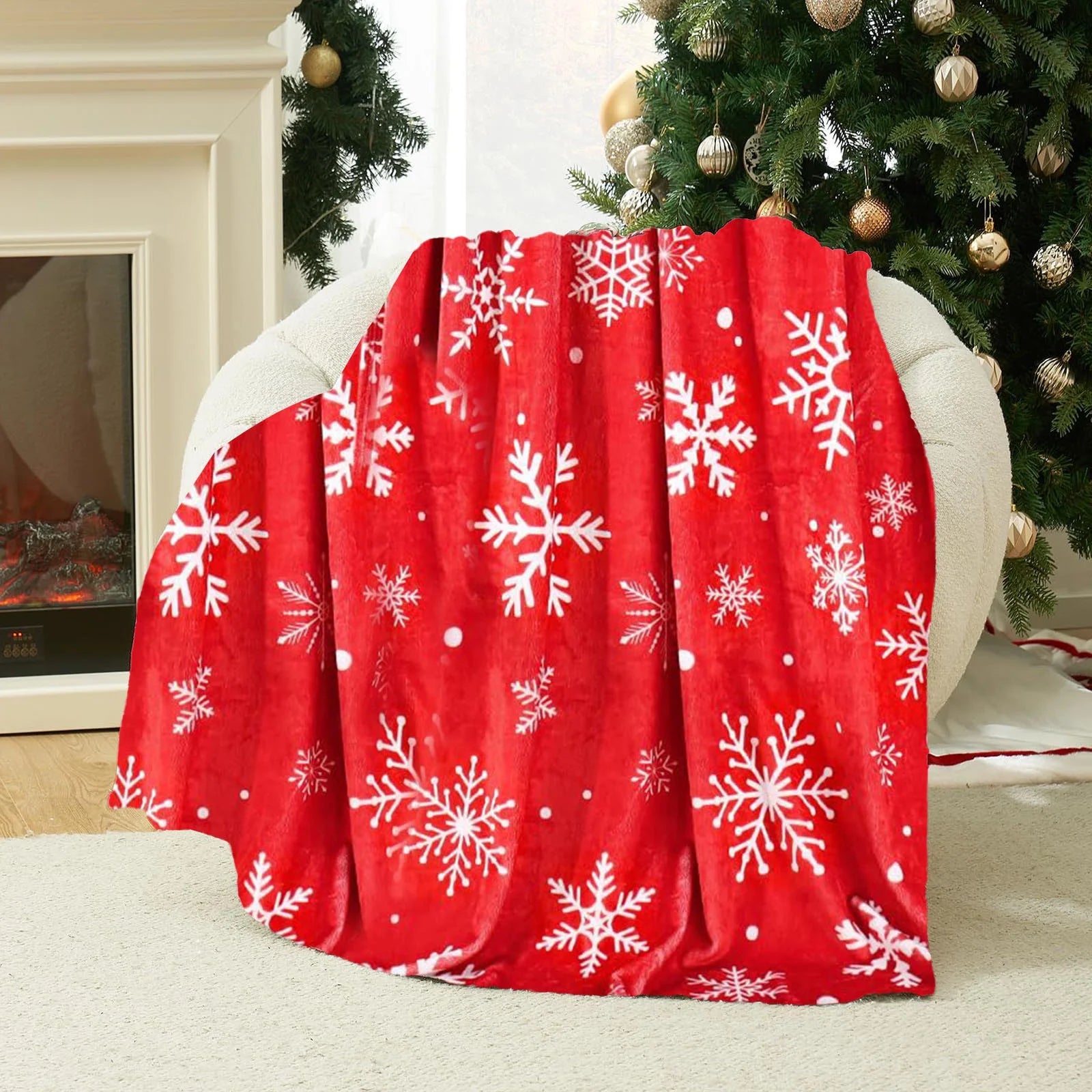 Breathable Throw Blankets Microfiber Soft Warm Christmas Throw Blanket Gifts for Women Girls Mom 40X50 Inches Snowflakes