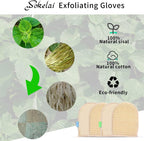 Exfoliating Loofah Mitt Shower Gloves - Bath Glove Body Scrubber Exfoliator for Remove Dead Skin, Loofa Scrub Mittens for Exfoliation, Double-Sided Luffa Sponges Facial Body Pads for Men Women Bathing