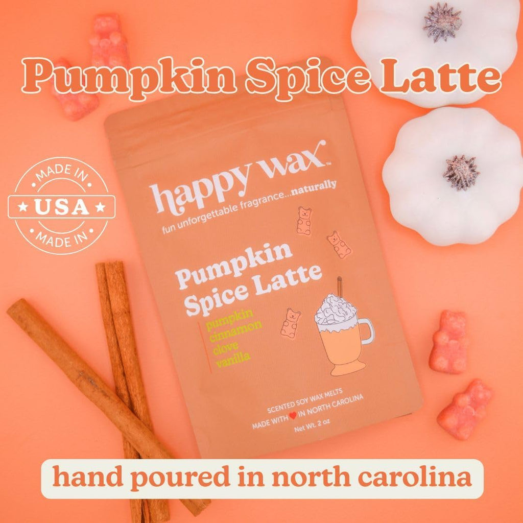 Pumpkin Spice Latte Bear Melts - Natural Fall Scented Soy Wax Infused with Essential Oils for Warmers (8 Oz Pouch)