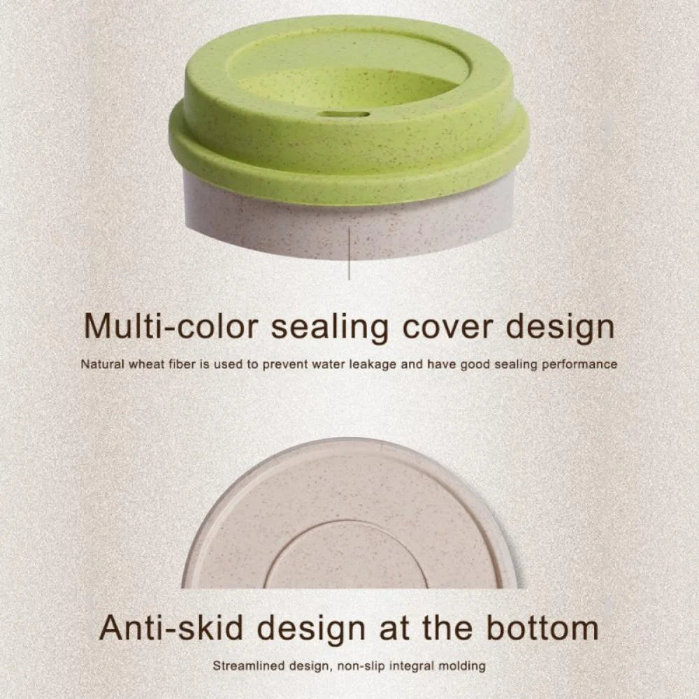 Eco Friendly Reusable Coffee Cup with Lid, Sustainable Wheat Fiber BPA Free Dishwasher and Microwave Safe Portable Eco Cup