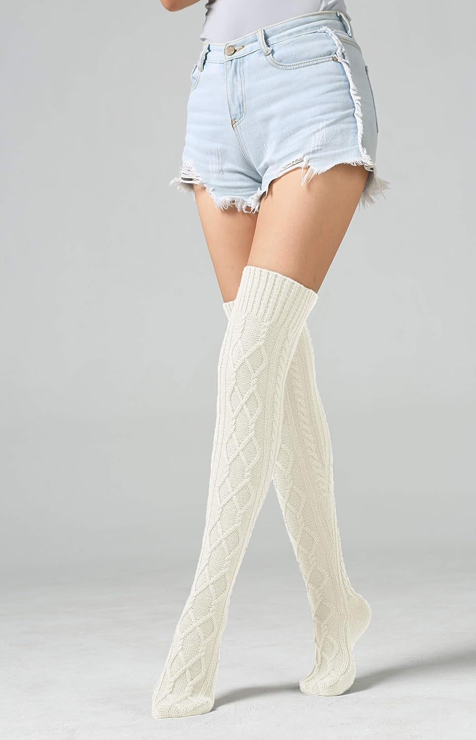 Women'S Cable Knit Thigh High Boot Socks Extra Long Winter Stockings Leg Warmers