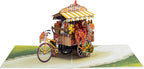 3D Flower Bike Pop up Card, Handmade Fall Greeting Cards for Autumn, Birthday, Thanksgiving, Halloween, Thinking of You, All Occasion or Just Because | 5" X 7" Includes Envelope and Note