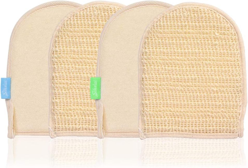 Exfoliating Loofah Mitt Shower Gloves - Bath Glove Body Scrubber Exfoliator for Remove Dead Skin, Loofa Scrub Mittens for Exfoliation, Double-Sided Luffa Sponges Facial Body Pads for Men Women Bathing