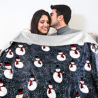 Christmas Blanket Holiday Theme Print Warm Sherpa Fleece Throw Sofa Couch Bed