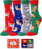 Christmas Socks for Kids Teens - Unisex Xmas Gift Ideas, Stocking Sock 4 Pack