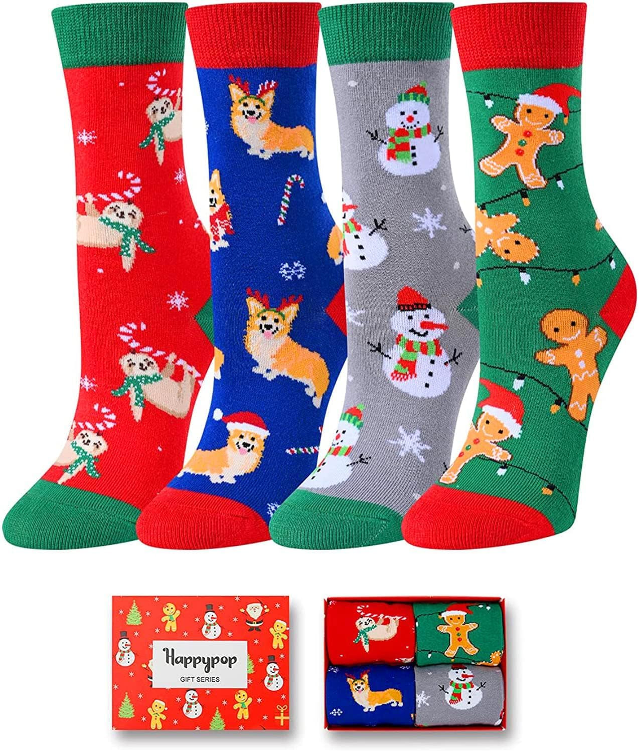 Christmas Socks for Kids Teens - Unisex Xmas Gift Ideas, Stocking Sock 4 Pack