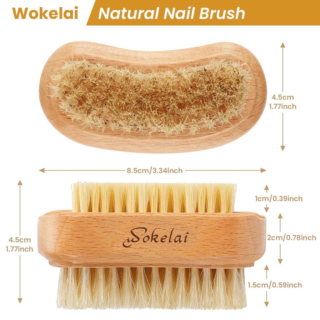 Nail Brush for Cleaning Fingernails, 2 Pieces Wooden Fingernail Toenail Scrub Brushes with Natural Boar and Sisal Bristle, Two-Sided Hand Foot Nail Scrubber Manicure Pedicure Supply Men Women Girls