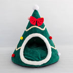 Christmas Tree Shape Cat Nest Semi-Enclosed Cat Beds Plush Warm Cat House Pet Tent House for Puppy Small Dog Bed