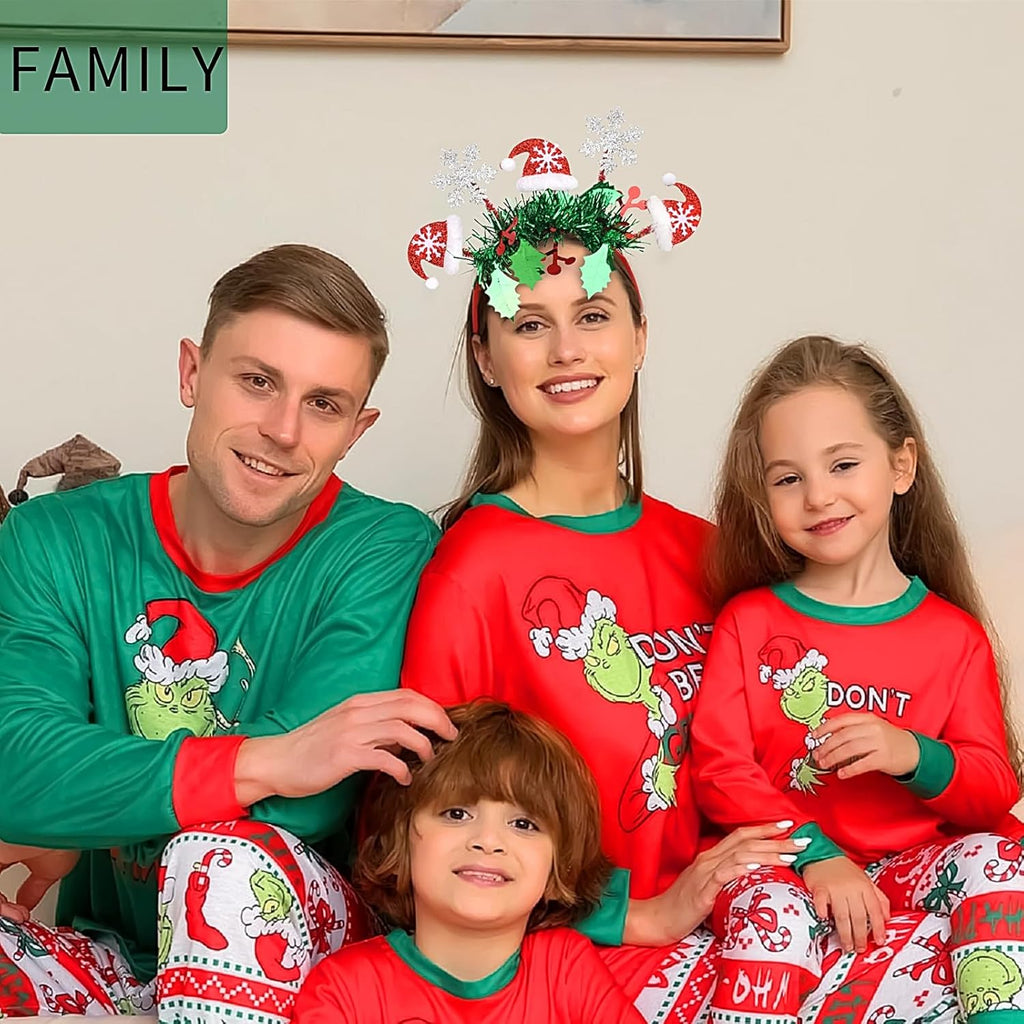 Christmas Headband Cute Christmas Hat Snowflake Hair Bands Glitter Green Tassel Head Bopper Sparkle Christmas Tree Hair Hoop for Women Girls Xmas Holiday New Year Party Headwear Accessories Gift 1PCS