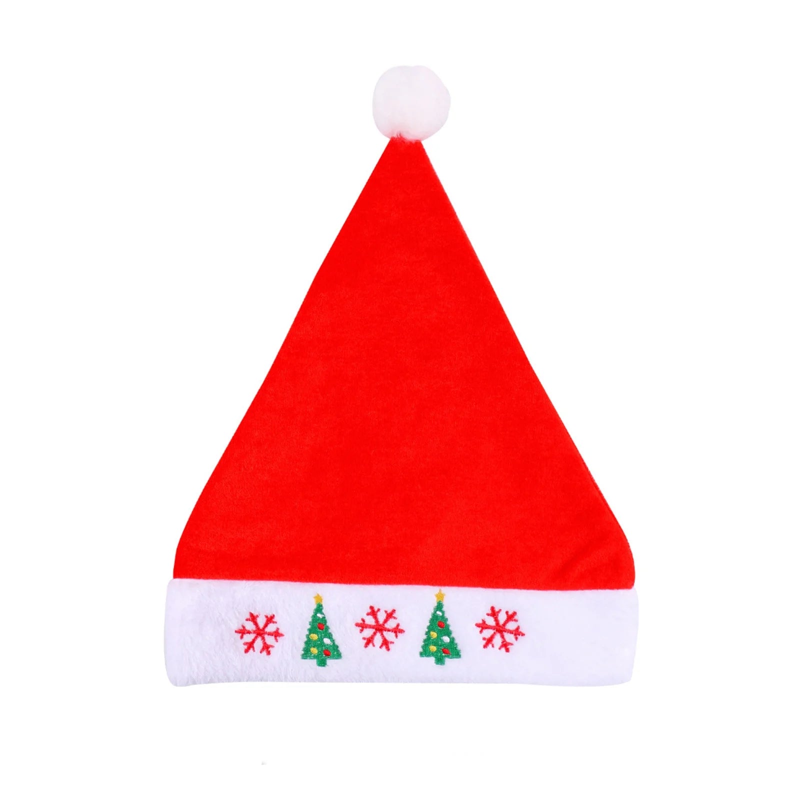 Santa Hat, Red Velvet Christmas Hat Adult, Santa Hat for Women and Men, Thicken Embroidered Xmas Hat for New Year Holiday Party