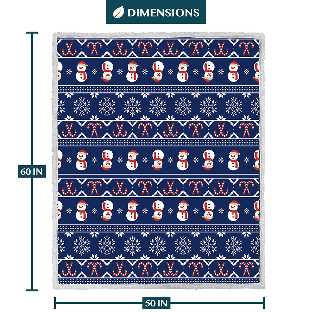 Christmas Blanket Holiday Theme Print Warm Sherpa Fleece Throw Sofa Couch Bed