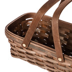 Woodchip Storage Basket with Handles, Dark Brown, 6.5"W X 12"L X 3.94"H