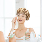 HEQUSIGNS 3 Pcs Satin Shower Cap, Double Layer Washable Shower Cap, Adjustable Elastic Band Bath Cap for Women Girls