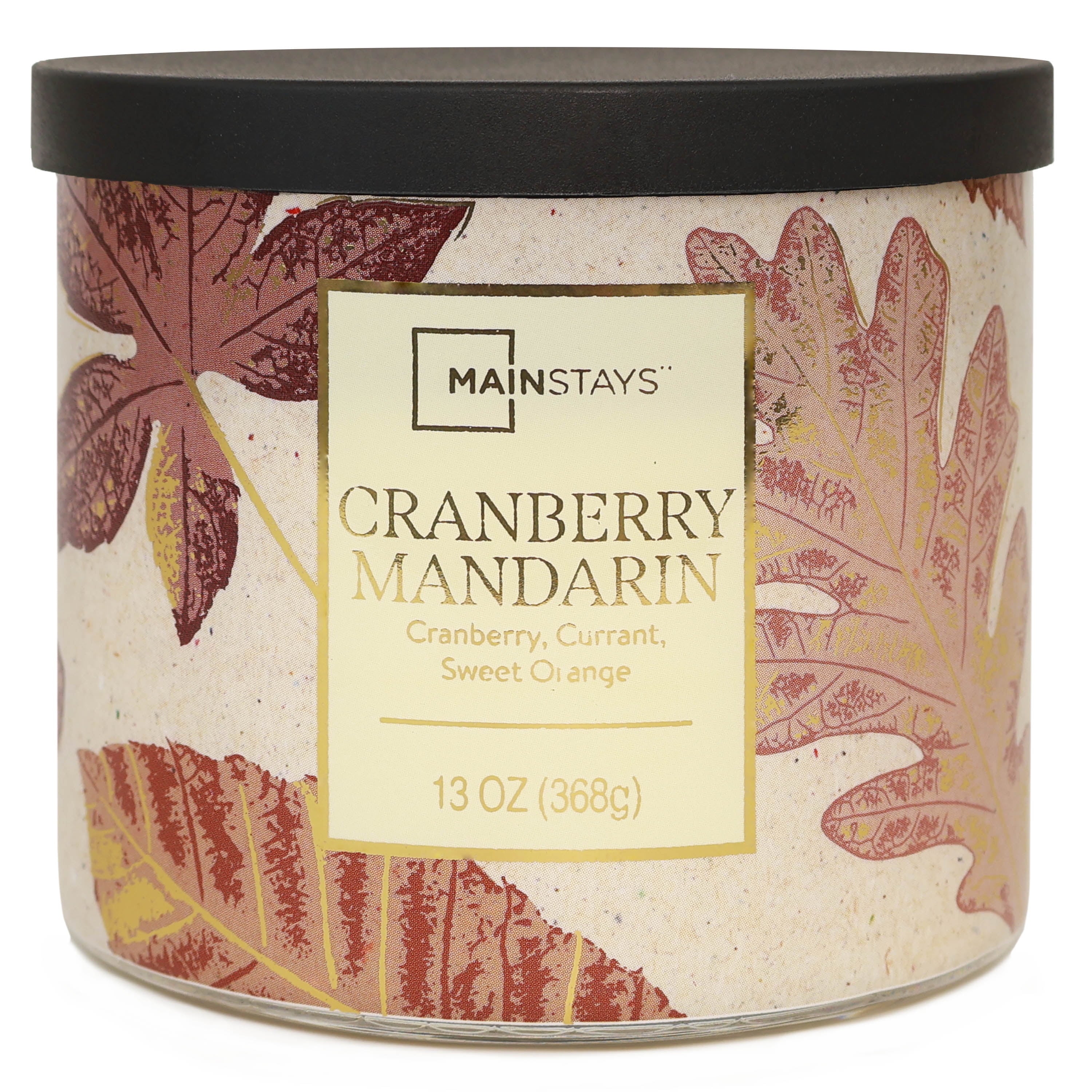 3-Wick Cranberry Mandarin with a Leaf Design, 13-Ounce