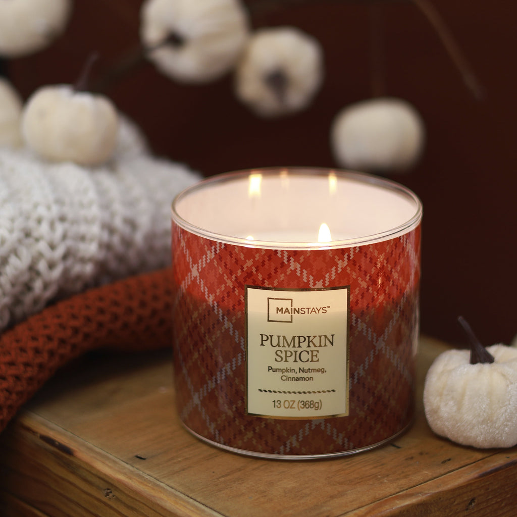 3-Wick Pumpkin Spice Scented Candle, 13-Ounce