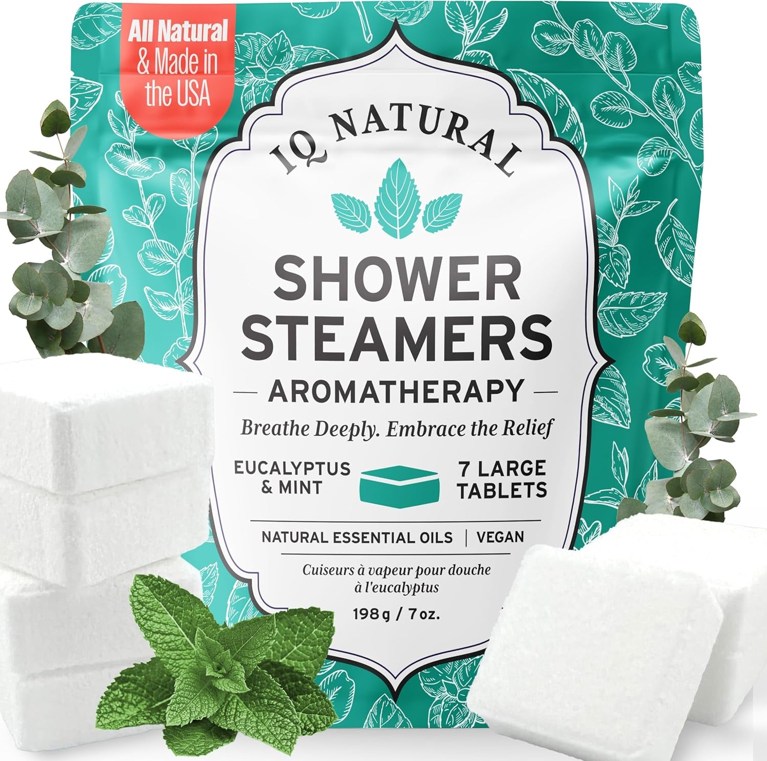 Eucalyptus Shower Steamers Aromatherapy for Women- USA Made - Shower Bombs Aromatherapy for Women, Vapor Shower Tablets, Menthol Shower Scent Steamers Cold and Flu, Organic Shower Steamer
