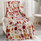 Throw Blank under $5!  Fall Decor Throw Blanket, Soft Warm Autumn Maple Leaves Thanksgiving Throws Nap Blankets for Living Room Couch Bed Chair Dorm