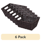 (6 Pack)  Espresso Handwoven Seagrass Basket, Rectangle