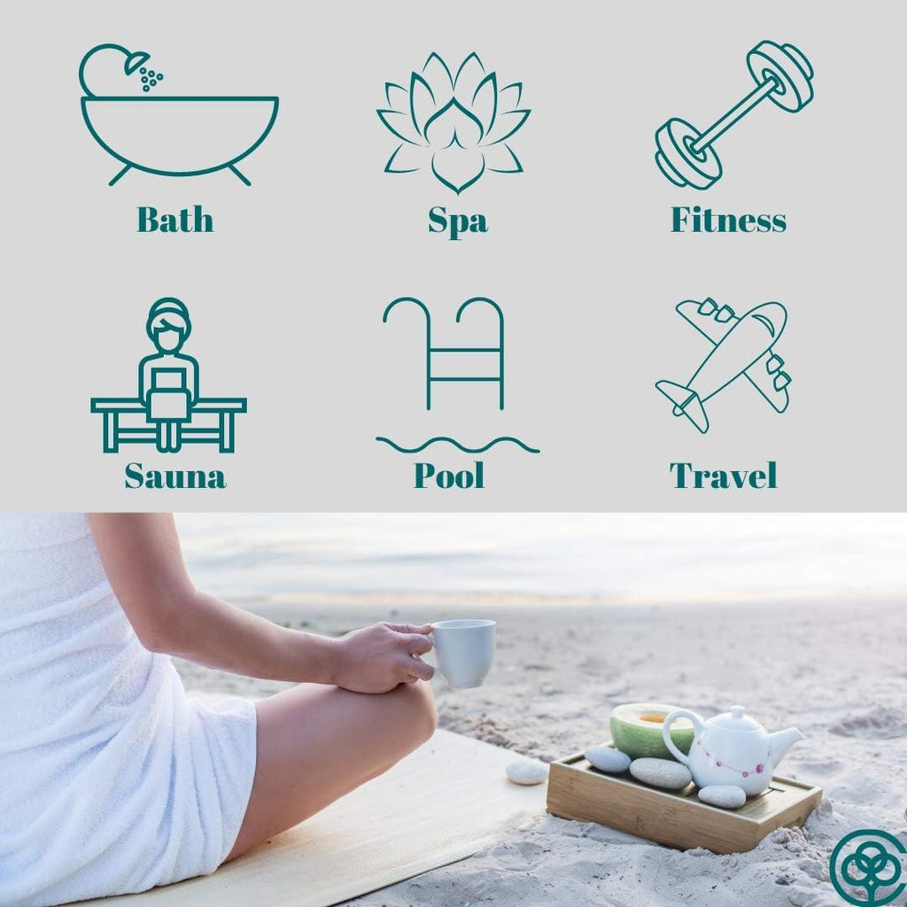 C&B Women'S Wrap Towel - 100% Organic Turkish Cotton Adjustable for Spa Gym Pool W Pocket (White)