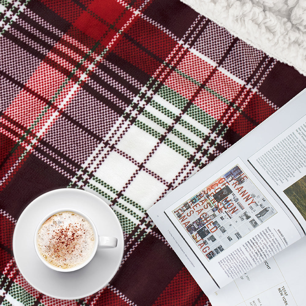 Christmas Blanket Holiday Theme Print Warm Sherpa Fleece Throw Sofa Couch Bed