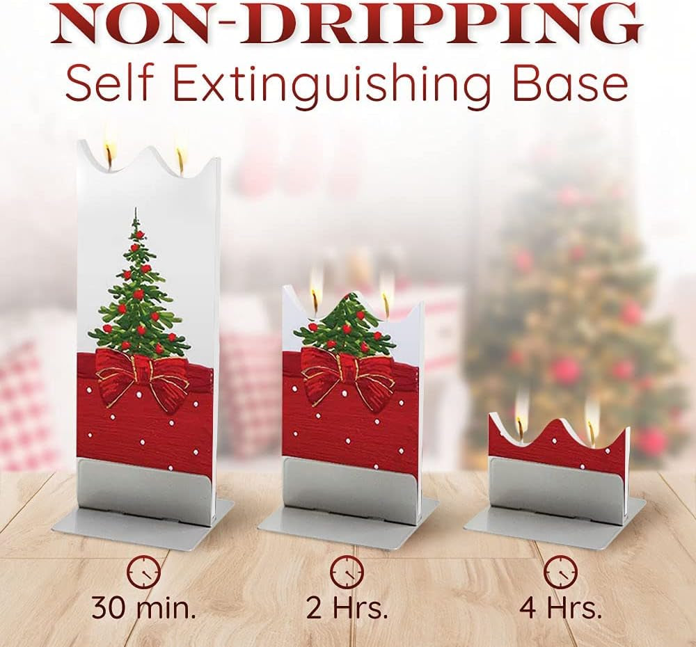 Christmas Candles Merry Christmas Wreath Design - Flat, Decorative, Hand Painted Candle Gifts for Women or Men - 6 Inches