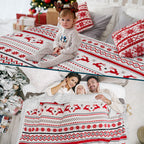 Christmas Blanket Holiday Theme Print Warm Sherpa Fleece Throw Sofa Couch Bed