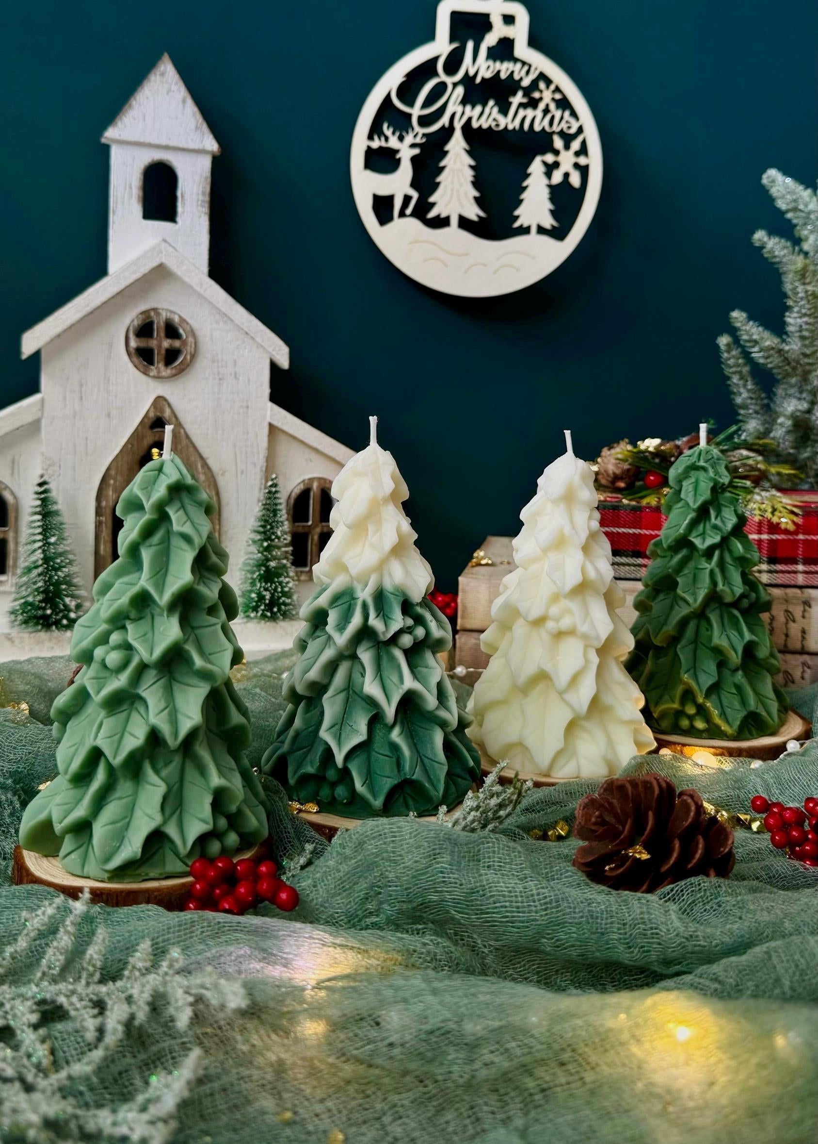 Christmas Tree Candle in Variety of Shapes: Holiday Scented Soy Candle / Xmas Decor