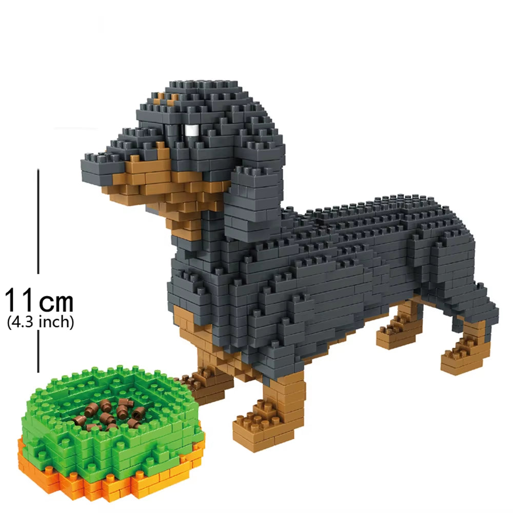Dachshund Dog Model Micro Mini Building Blocks Set Educational Recreation Toys Pet Lover Gift Decoration Bricks
